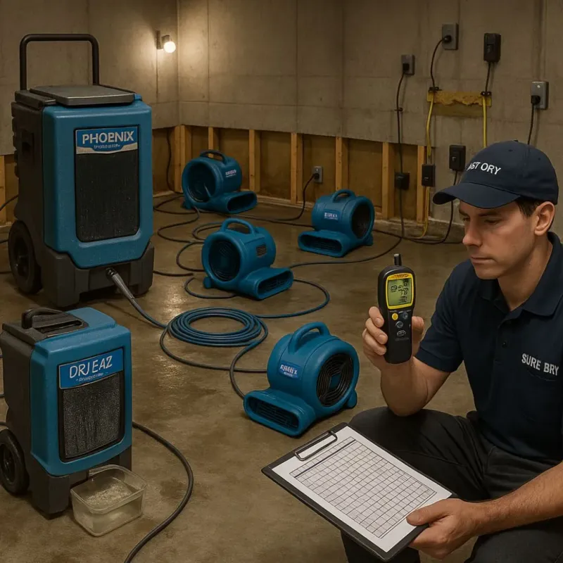 Structural Drying and Dehumidification process in Monroe, OH